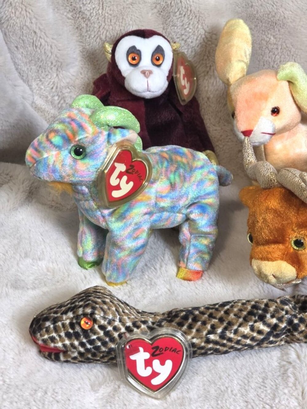 TY Beanie Baby Chinese Zodiac Lot Of 5 New With Tags/Protector - Snake Ox ++ - Picture 2 of 6